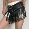 Punk Style Skirt Decoration Spicy Girl Pu Tassel Waistbands Simple Rrivet Belt  Daily