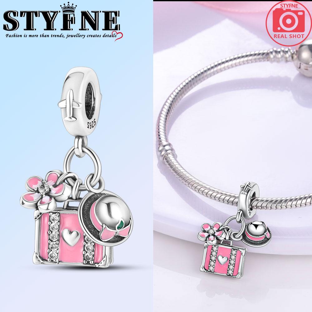 Copper Fashion Colorful Travel Luggage Charms Beads Fit Original Bracelets Diy Anniversary Jewelry For Wome