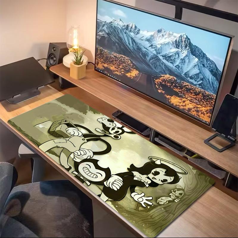 Bendy Print Cushion Non-slip Laptop Tablet Big Mousepad XXL Mat Mini PC Playmat With Lock edge