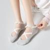 Lace Trim Bias-cut Ankle Socks Cross Strap Pilates Socks New Grip Socks  Pilates Training