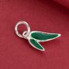 S925 Sterling Silver Green Bamboo Leaf Pendant Charm for DIY Bracelets and Necklaces