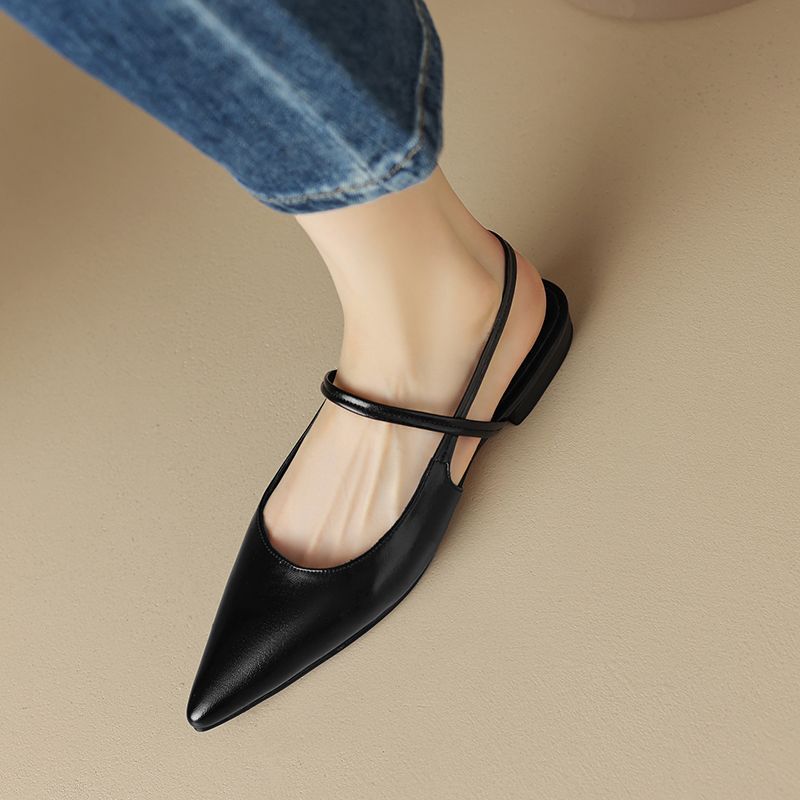 

Босоножки женские 2025 весна-лето новые с плоской подошвой, острым задником, пустые, золото, серебро, низкий каблук, с закрытым носком, универсальная модная обувь 40