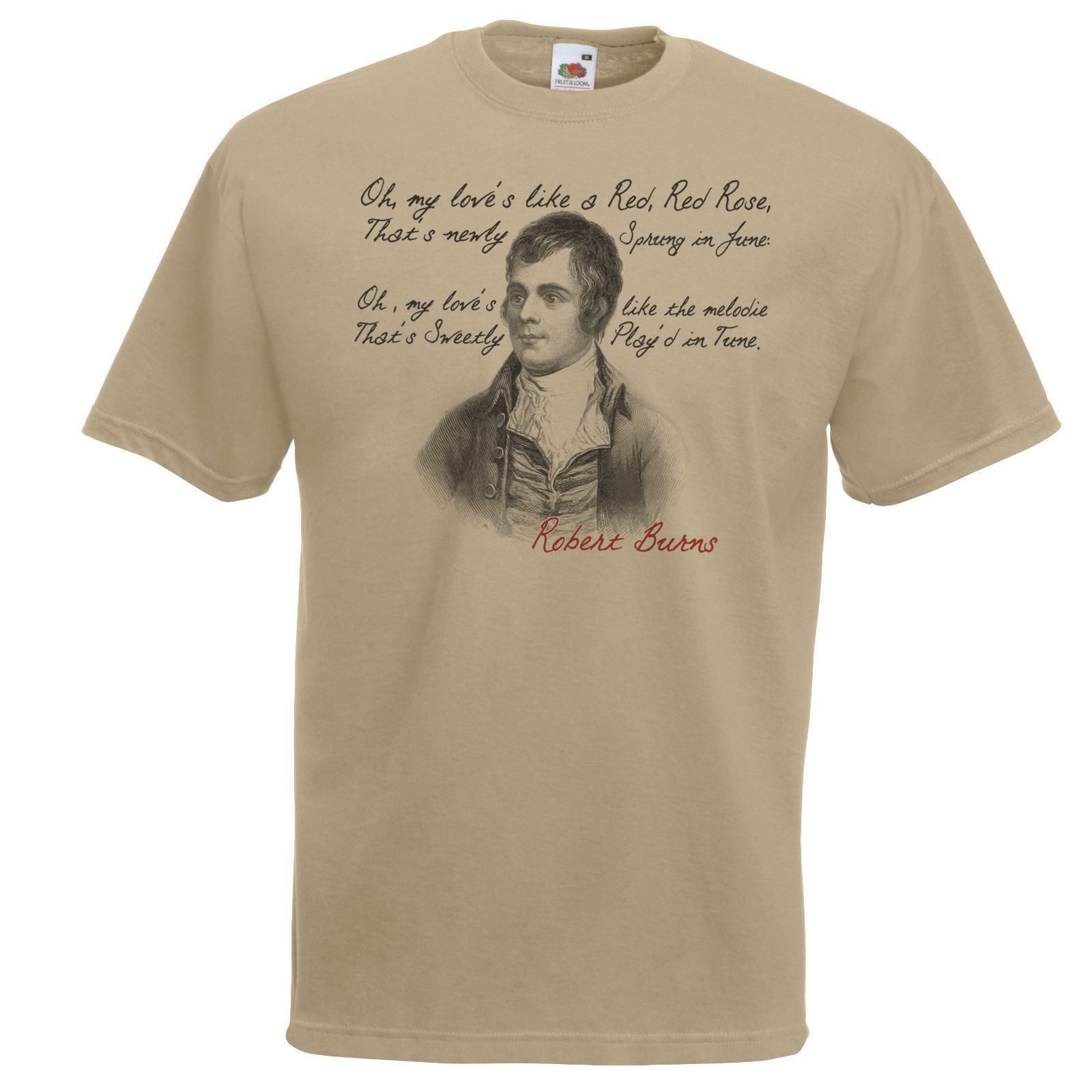Adults Robert Burns Night Poem Scottish National Poet Khaki Unisex TShirt S
