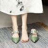 2025 spring and summer new baotou back empty sandals women's national style cheongsam versatile high heels travel wine glass and half slippers