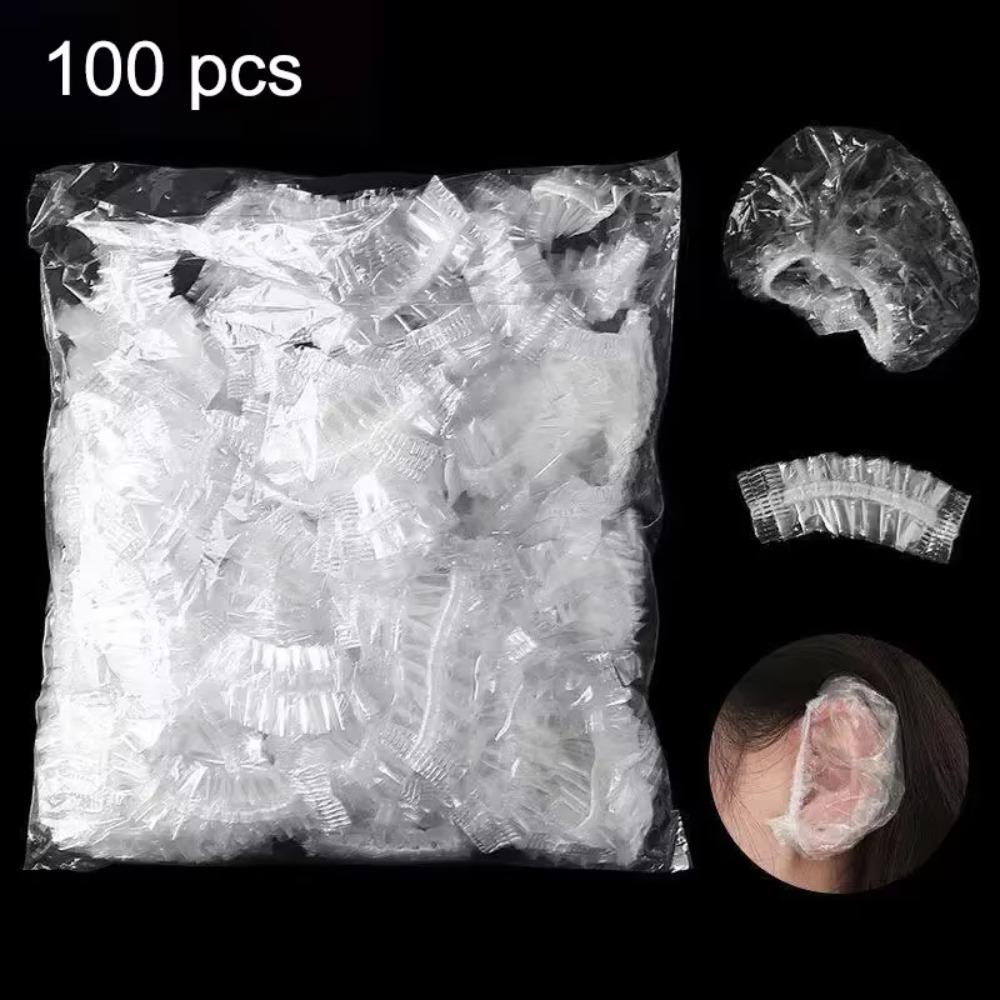 100PCS Elastic Hair Dyeing Ear Sleeve Waterproof Ear Protector Caps for Shower Salon