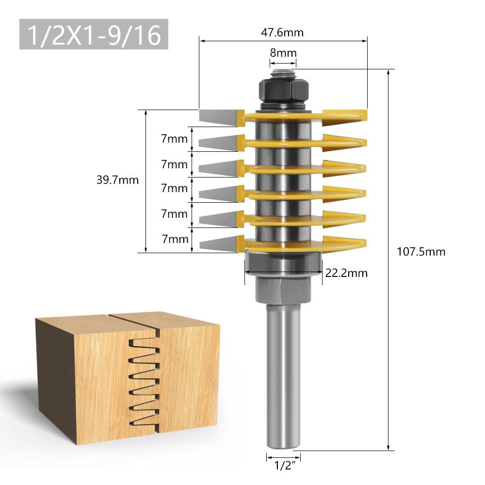 1pc 8mm 12mm 1/2" Shank Brand New 2 Teeth Adjustable Finger Joint Router Bit Tenon Cutter Industrial Grade For Wood Tool