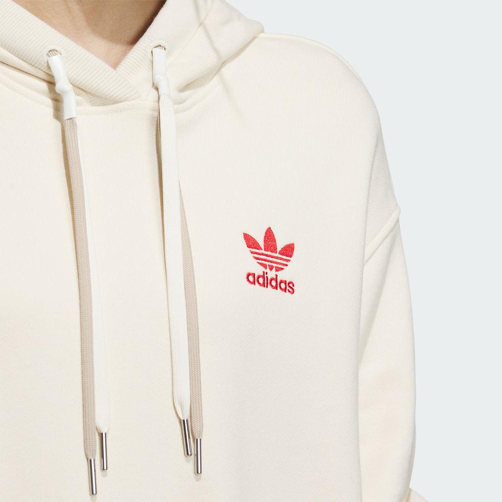 Adidas Originals Alphabet Logo Print Sports Hoodie Women Hoodie Wonder-White IW9414
