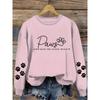 Women's comfortable paw print crew neck sweatshirt, casual long sleeve pullover