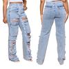 Women's Summer High Waist Wide Leg Ripped Jeans
