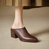 Fashion 2025 New Spring Summer Genuine Leather Mules High Heels Women Shoes Pointed Toe Women Pumps Fashion Shoes for Women Ladies Shoes