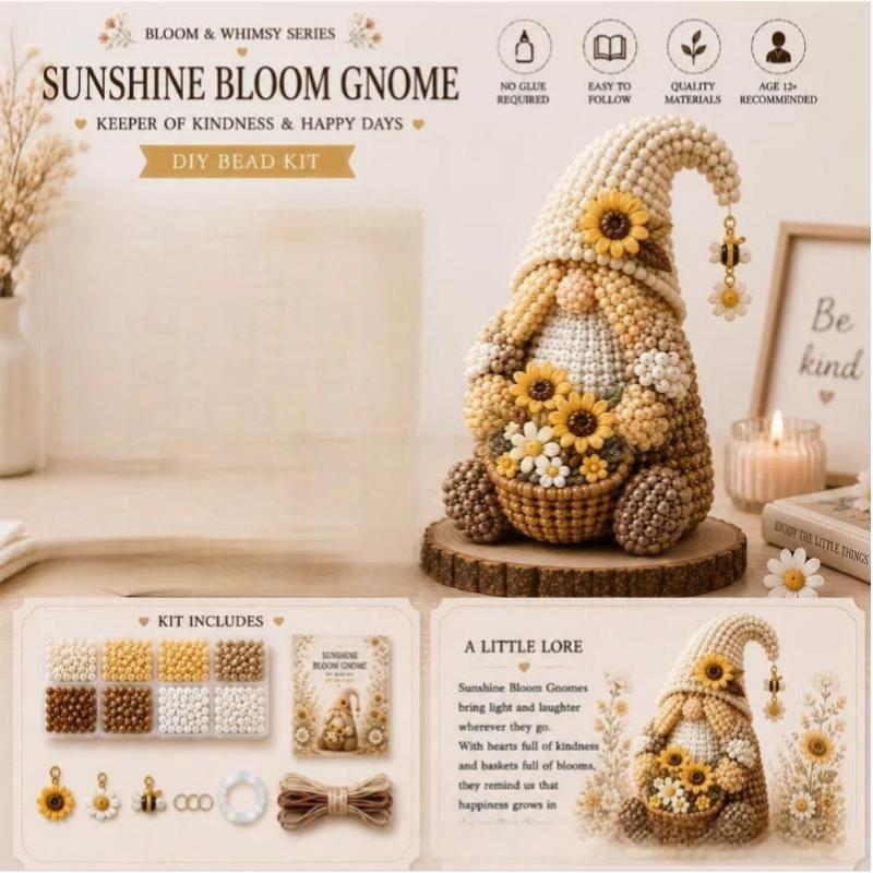 DIY 3D Gnome Beading Art Set Full Material Pack & Instructions for Portable Handcraft Activity Travel Camping Use