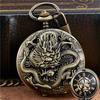 Luxury Golden Dragon Mechanical Fob Clock Phoenix Hollow Sculpture Mechanical Skeleton Pocket Watches Men Chain Wedding Gifts