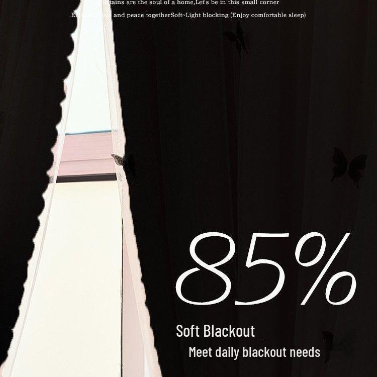 Velcro Gauze Curtain: No-Punch, Full Blackout, Non-Transparent, Sun-Protected, Ideal for Rental Rooms (Blocks 99% Light)