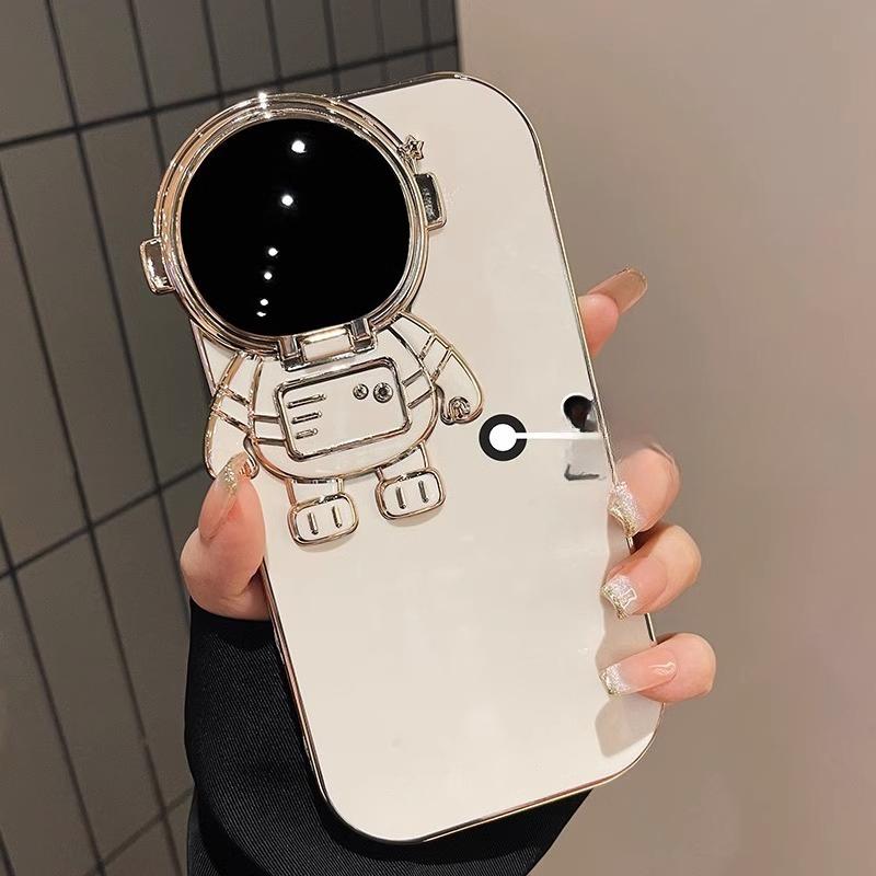 Astronauts Suitable for Apple 15 Mobile Phone Case Cute Astronaut Iphone16 Couple Stand 14promax Electroplating