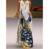 Sleeveless Dress Peacock Pattern 3D Print Long Dress 2025 New Arrival Chinese Style Stage Photo Catwalk Performance Wear