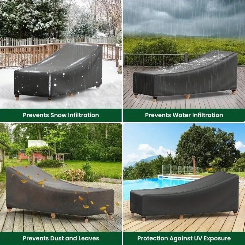 Heavy Duty Outdoor Lounge Chair Covers - Durable Oxford Fabric,  All-Season Patio & Poolside Protection, Patio Furniture Cover