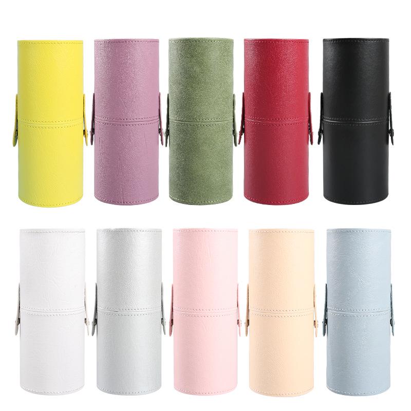 Portable PU Leather Makeup Brush Tube - Dustproof Cosmetic Travel Holder