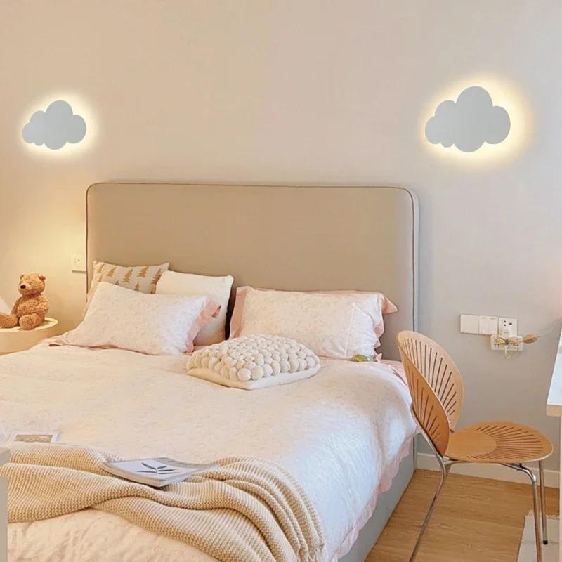 LED Cloud Wall Lamp Baby Room Acrylic Sconce Bedroom Bed Living Dining Room Attic Creative Warm Decoration Lighting Wall Light