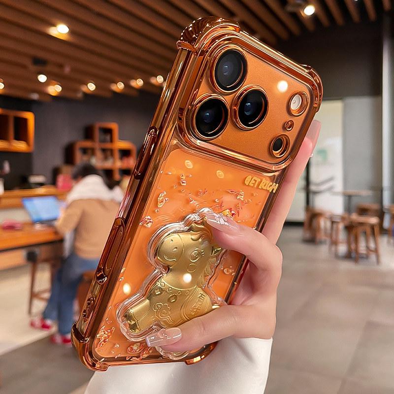 Gold Foil Airbag Drop-Proof iPhone 16 & 17 Case with Electroplated Corners iPhone 17 Pro Max