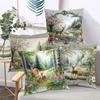 Deer And Forest Scenes Floral Decorative Cushion Covers Polyester pillowcase, sofa decorative cushion cov Headboard Pillow