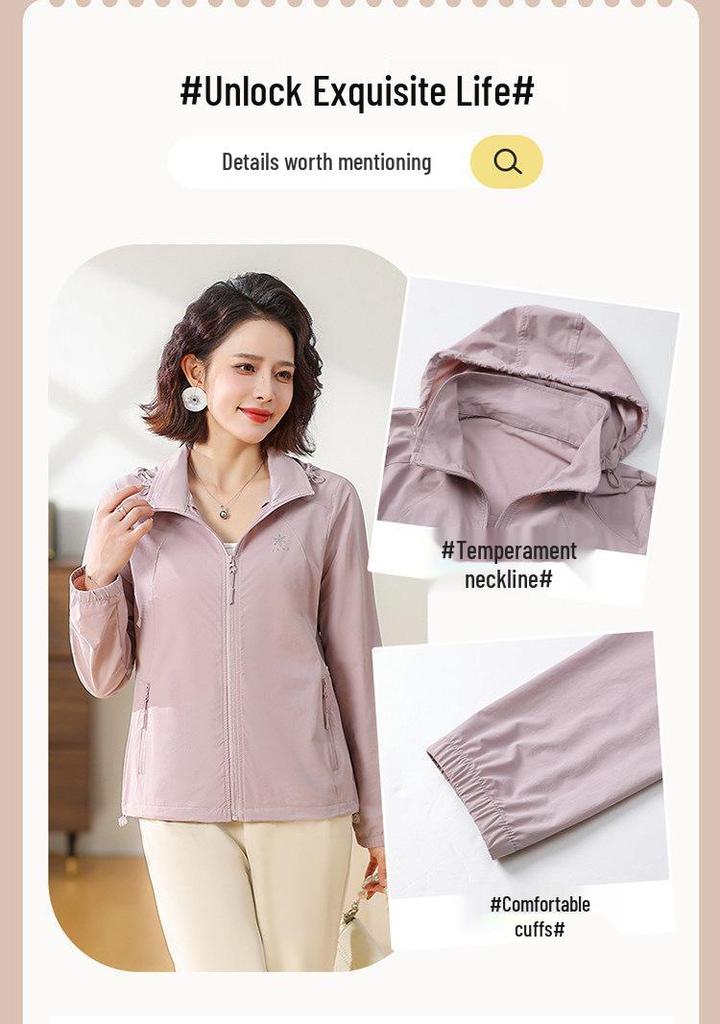 2026 Spring Fashion Sun Protection Jacket for Middle-Aged & Elderly Women - Lightweight, Stylish Summer Wear