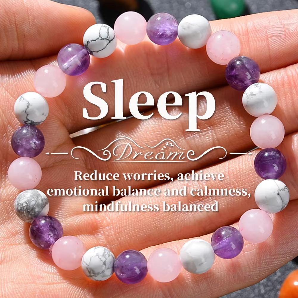 

1 шт. Модный браслет из натуральных камней 8 мм: белая бирюза - аметист - розовый кварц, для балансировки ауры, для сна, для женщин