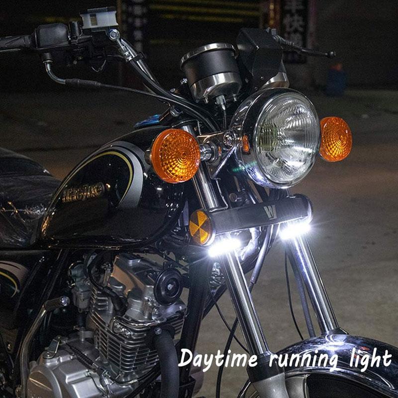 Motorcycle Turn Signal & DRL LED Light Flashing Indicator Tail Brake Light 12V LED Ring Fork Strip Lamp For Harley Yamaha Honda