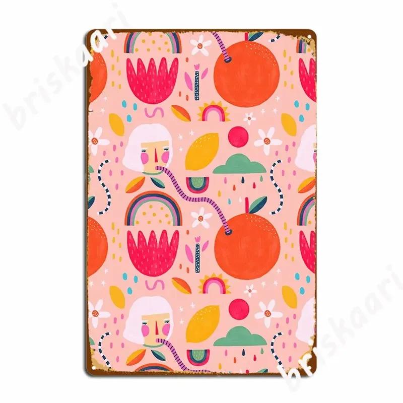 Summer Citrus Poster Metal Plaque Designer Cinema Funny Cinema Kitchen Tin Sign Poster 20X30CM
