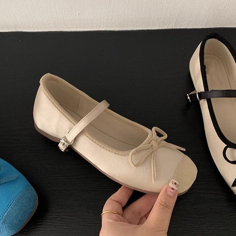 French gentle bow Mary Jane shoes women's shoes inner height increase early spring new ballet shoes with skirt single shoes