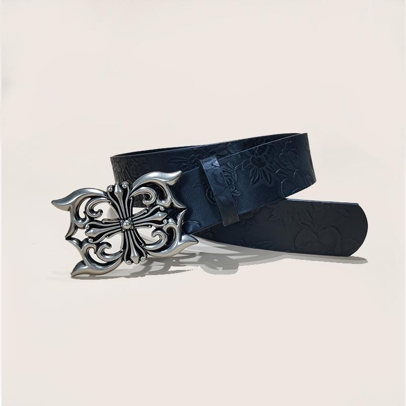 Herenriem Boheems Vintage Ovalen Holle Gesp Punk Rock Riem Voor Vrouwen Hip Hop Gotische Accessoires Jeans Tailleband 108.5cm black