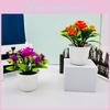 Miniature Rose Potted Plant Artificial Flower With Silk And Plastic For Desk And Workspace