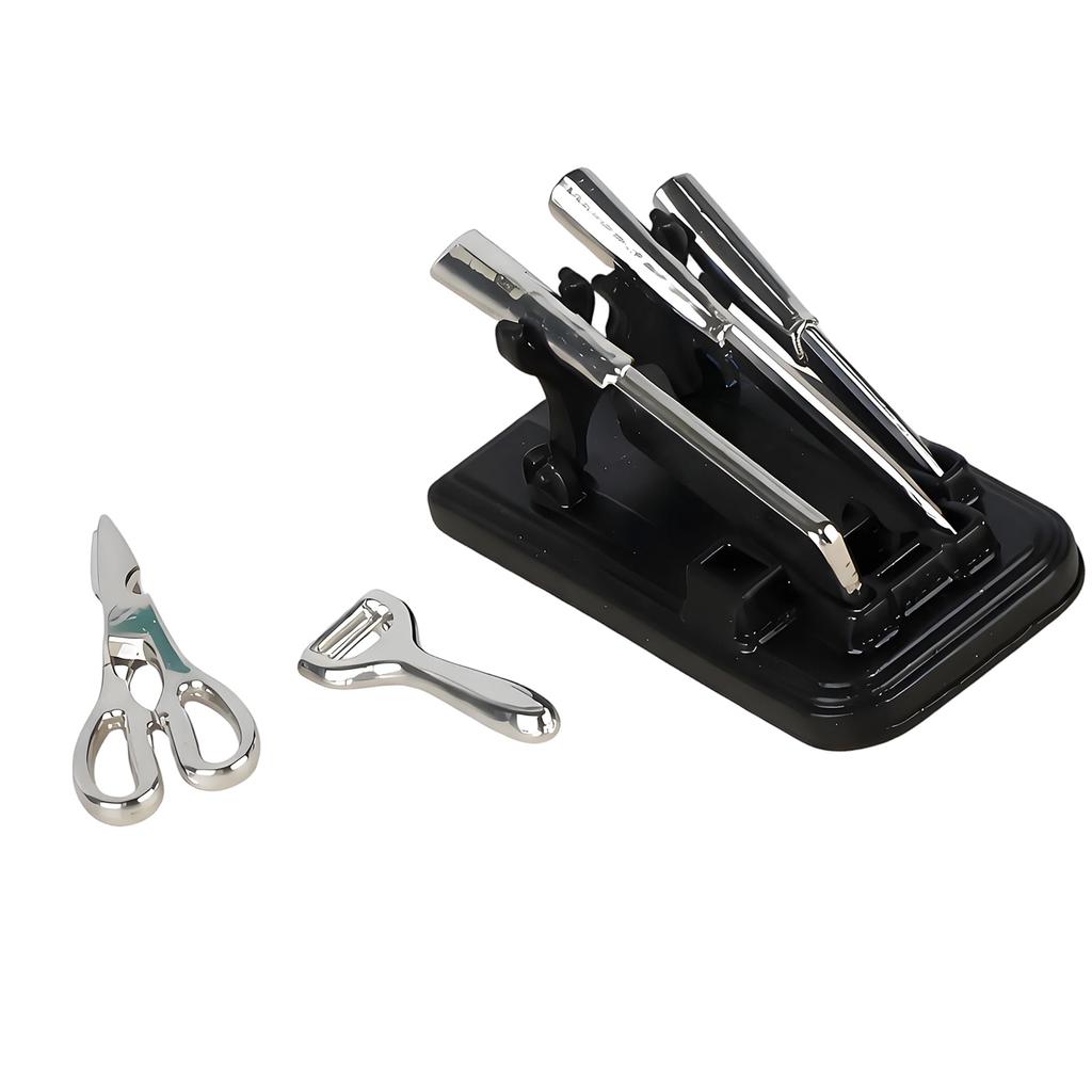 Miniature Metal Cutter Set with Rack For 1:12 Scale Doll House Decoration Simulation Kitchen Scene Arrangement Furniture