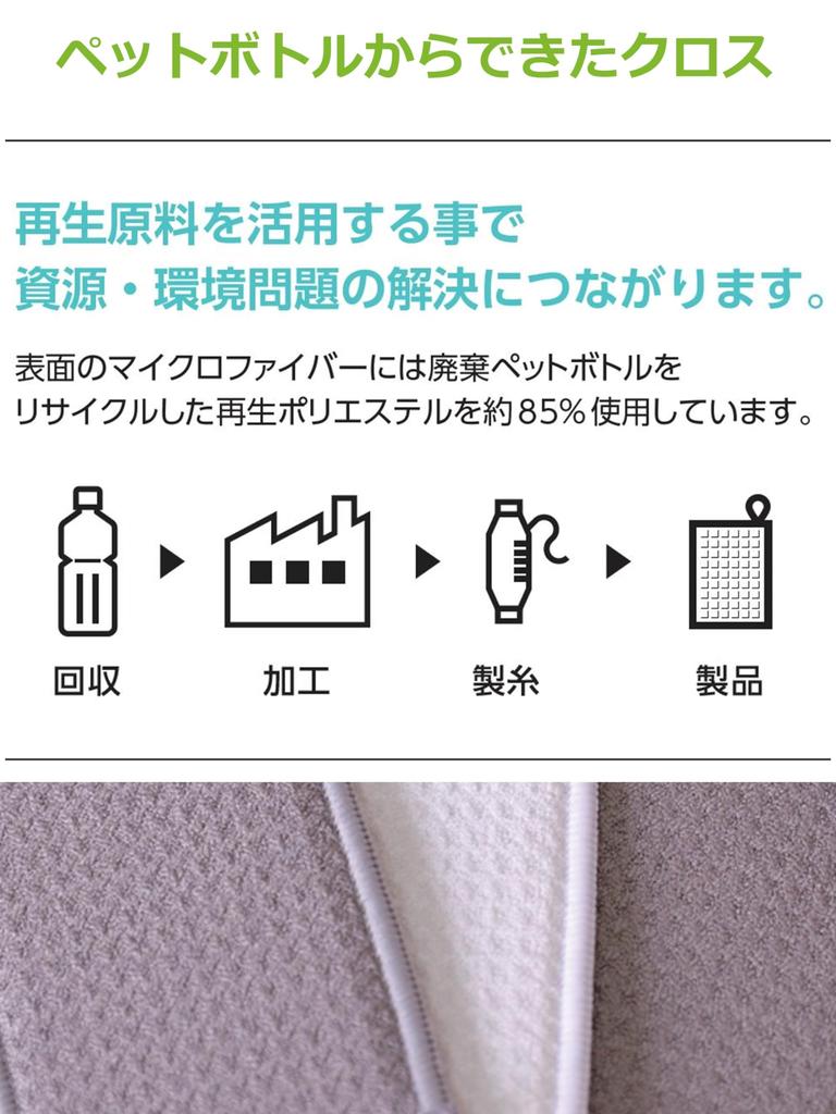 Strix Design Sponge 8 X 12 Cm 360 Sheets Sheets X 120 Gray White Microfiber Sponge Made from PET Bottles Antibacterial Deodorizing Recycled PET