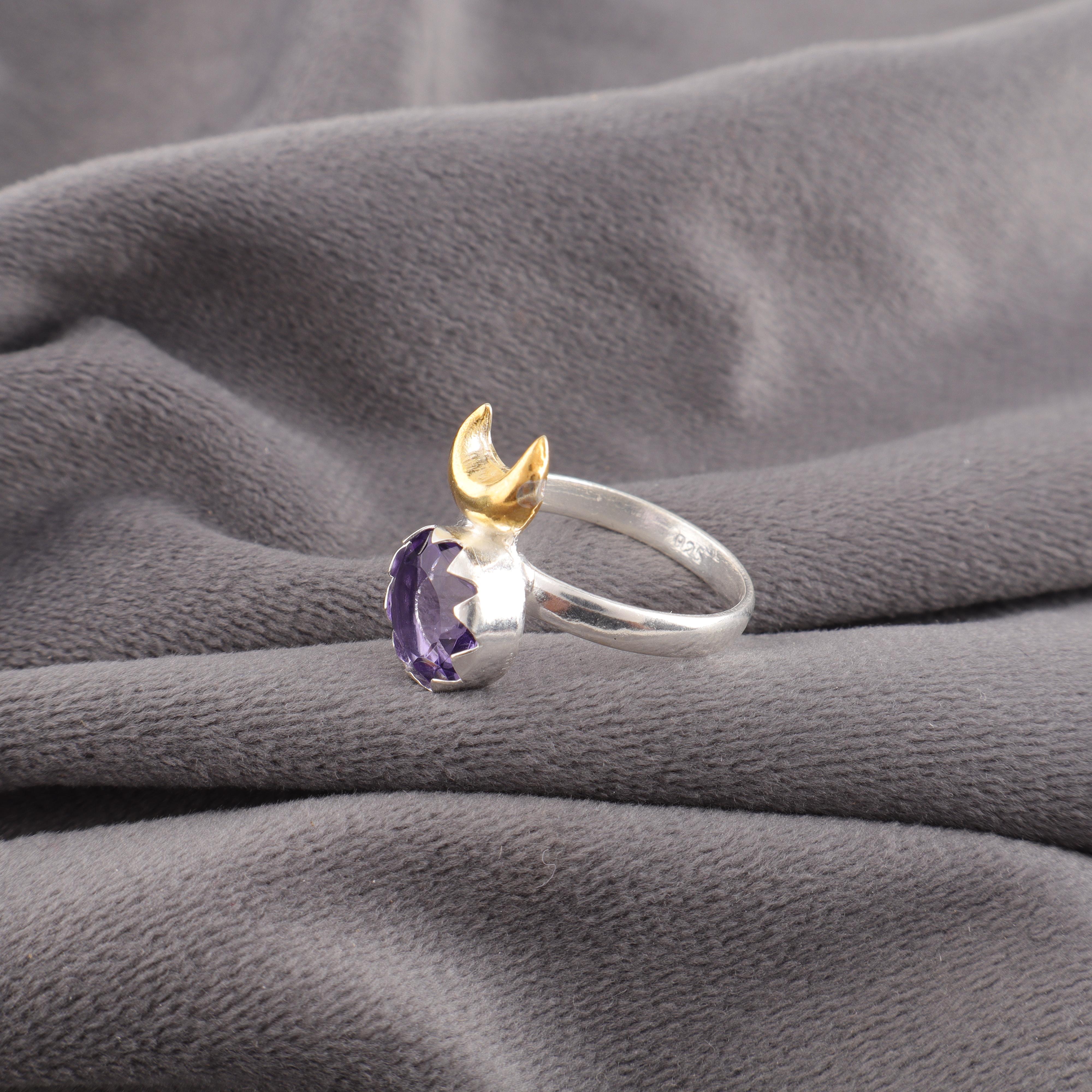 

Иолитовый перстень, Ювелирное украшение с драгоценным камнем, Перстень из стерлингового серебра 925 пробы, Ювелирное изделие ручной работы, Перстень с камнем-талисманом, Подарок для нее 12 фиолетовый