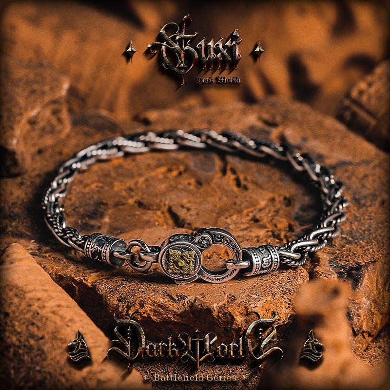 

Guxi [Пожелание] Плетеный вручную браслет из серебра 925 пробы для мужчин, ретро, дизайн для особых интересов, ювелирное изделие с мантрой из шести слогов, подарок Suggested hand circumference 15cm