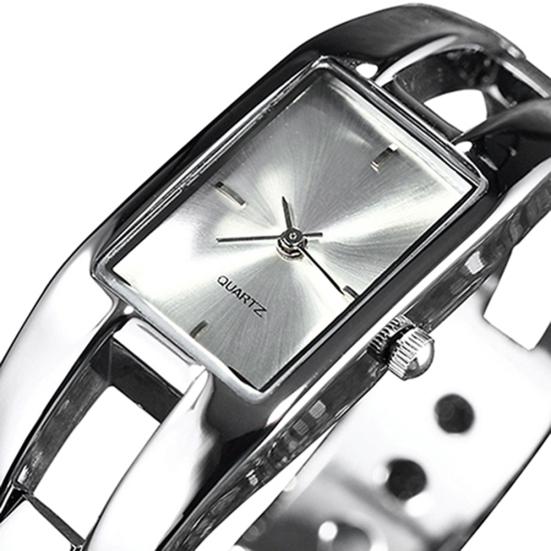 Women's Square Dial Changing Color Bracelet Bangle Quartz Fashion Wrist Watch