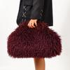 Portable Kiss Lock Clutch Bag Spicy Girl Fluffy Bag Retro Evening Bag  Mobile Phone Bag