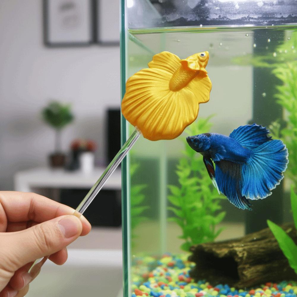 Creative Long Pole Teasing Fish Stick Fish Shaped Colorful Simulation Betta Stick Resin Betta Training Wand Teaser Toy
