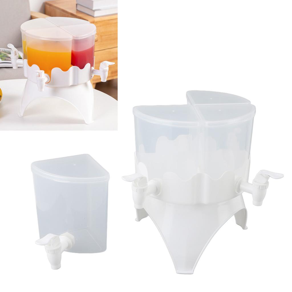 Beverage Dispenser Rotatable Large Capacity Detachable 4 Grids Cold Kettle Plastic Drink Dispenser F