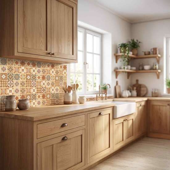 Kitchen Bathroom Wall Stickers 3Pcs 2D Retro Floral Tile Stickers, Self-Adhesive Waterproof Oil Proof Water Resistant Covers Decals, Peel &