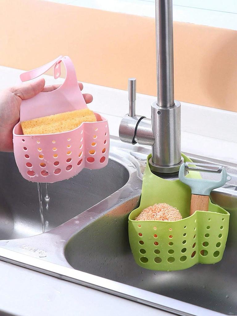 1pc Kitchen Sink Adjustable Drainer Rack Hanging Bag(random Color)