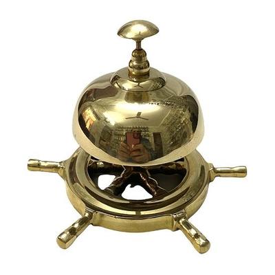 Bell On a Brass Wheel Table Old Fashioned Nautical Hotel Counter Bells for Use In Offices and Schools