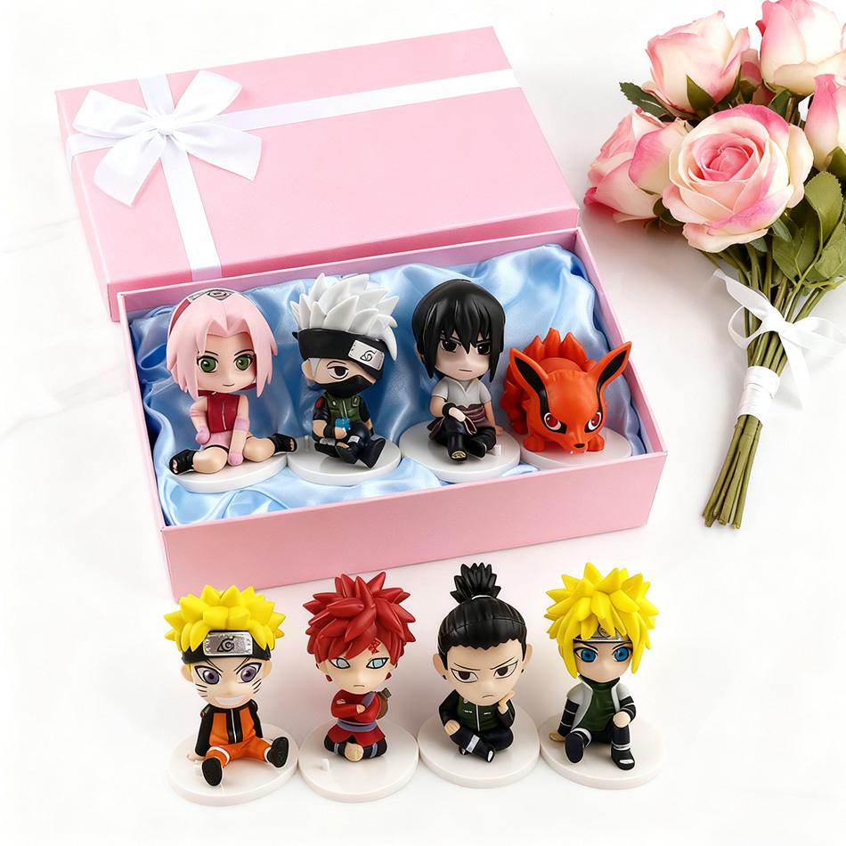 8pcs/set Anime Figure Naruto Shippuden Hinata Sasuke Itachi Kakashi Gaara Action Figure Q Version PVC Figures Toys ChristmasGift