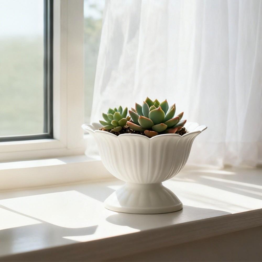White Roman Plant Pot Decorative Desktop Vase New Flower Planter  Green Plant