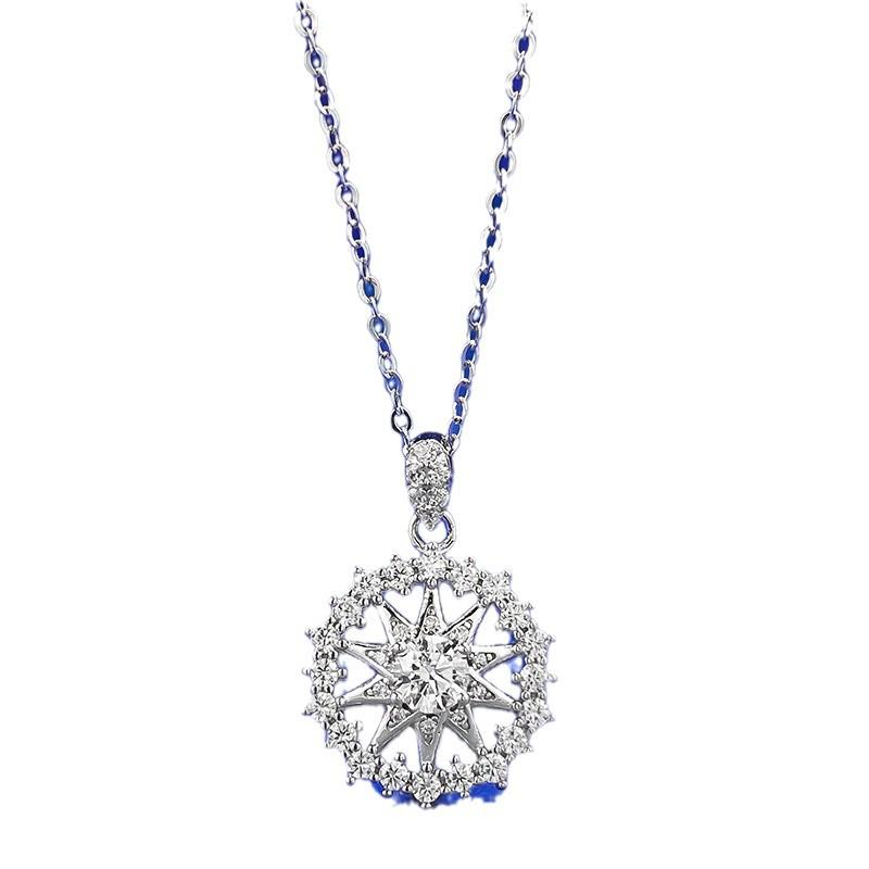 Longlongjin S925 Silver Snowflake Astrolabe Necklace - Fashionable Christmas Style Accessory