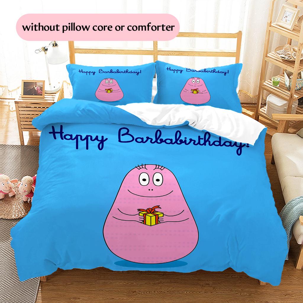 Set Copripiumino Trapuntato con Fantasia Barbapapa Decorazione per la Casa Regalo (1 * copripiumino + 2 * federe senza imbottitura)