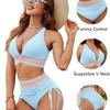 European And American New Bikini Suit Conservative V-Neck Split Sexy Triangular High-Waisted Swimsuit Women