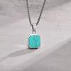 Stainless Steel Rectangle Natural Stone Pendant Necklaces, Minimalist Dainty Chain Necklace, Luxury Fashion Jewelry For Men Gift