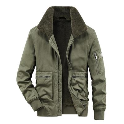 Men's Spring Autumn and Winter Thin Padded Warm Jacket Lapel Cold Flight Suit Not Hooded Outerwear