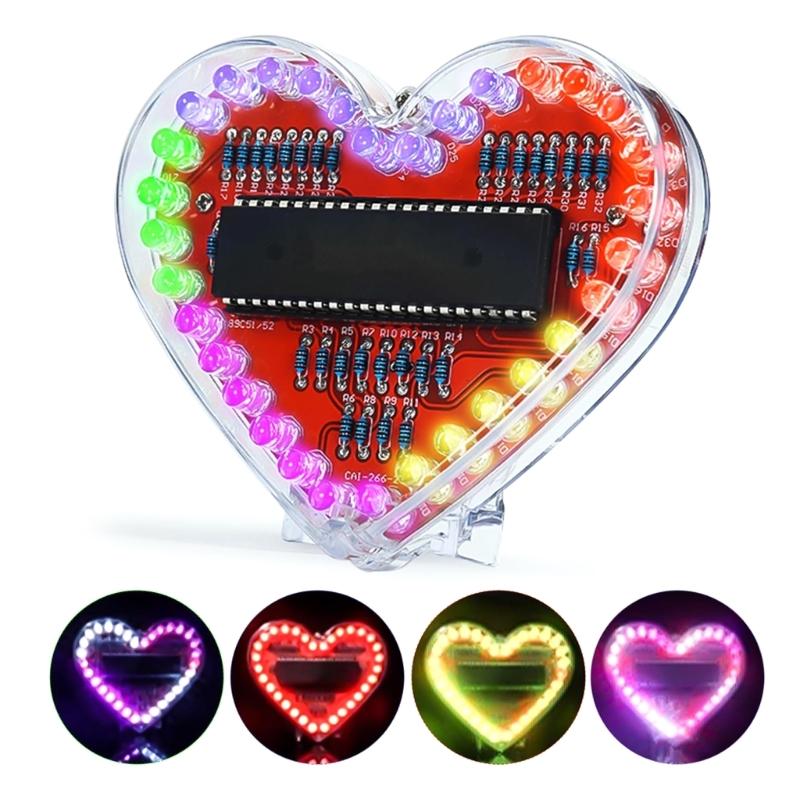 32 RGBs LED DIY Herzform Lötbausatz Pädagogisches Elektronik-Lernset für Studenten und Bastelbegeisterte Geschenk